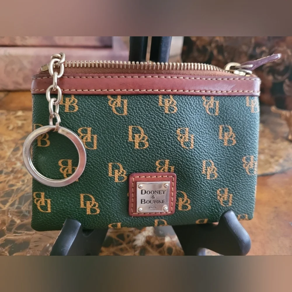 Dooney & Bourke Green and Brown Monogram Coin Purse - Picture 3 of 4